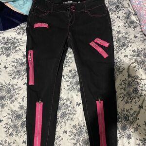 Black Pants with Pink Zipper Accents Hot Topic Gothic Punk